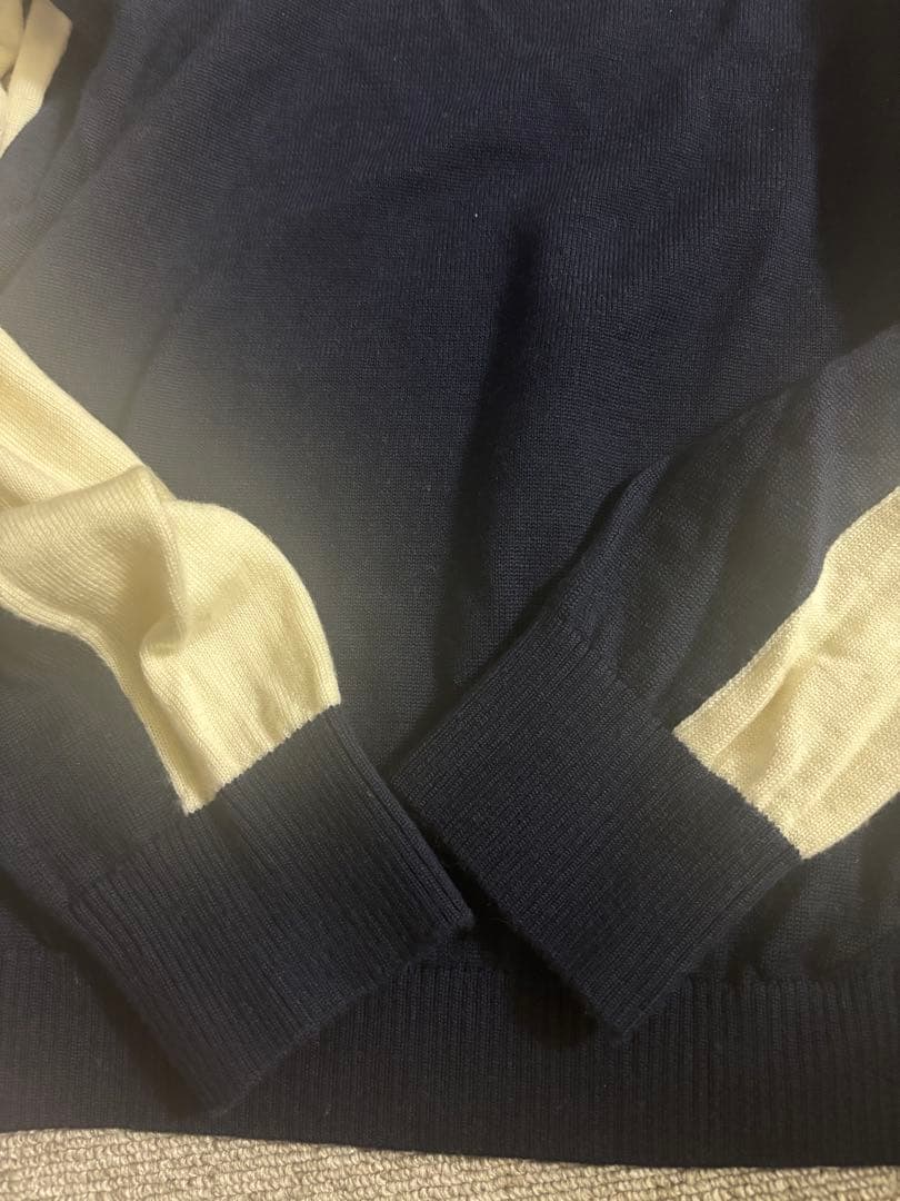 J.LINDEBERG モックネックセーター ネイビー/ホワイト　美品