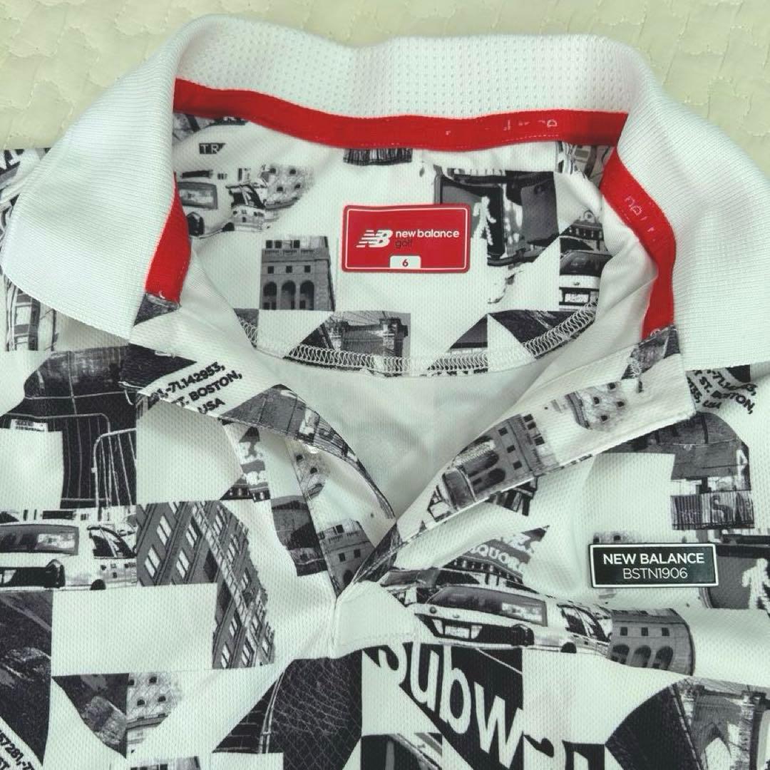 良品ニューバランスNew Balanceゴルフ ポロシャツ 6総柄 ストリート白