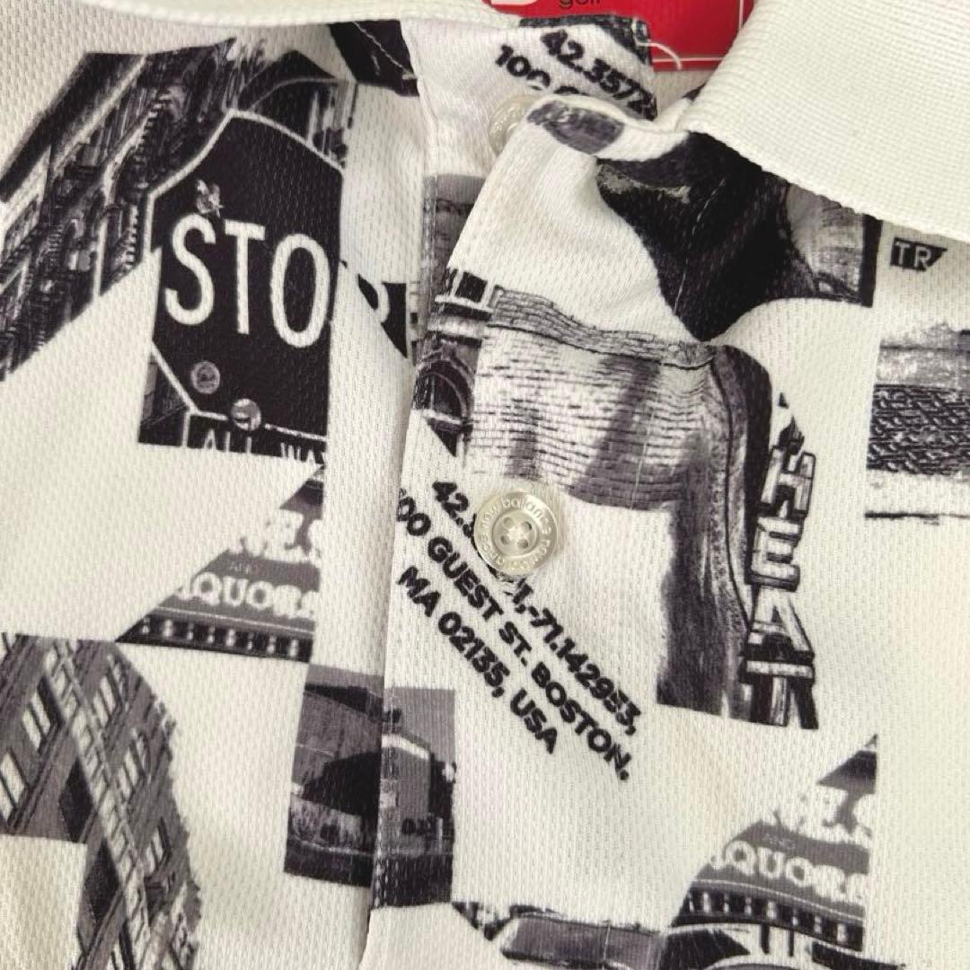 良品ニューバランスNew Balanceゴルフ ポロシャツ 6総柄 ストリート白