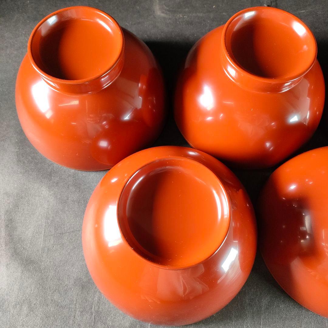 C1-4/輪島塗/五島山謹製/輪島塗吸物椀5客/共箱/汁椀/茶碗/蓋付/懐石料理