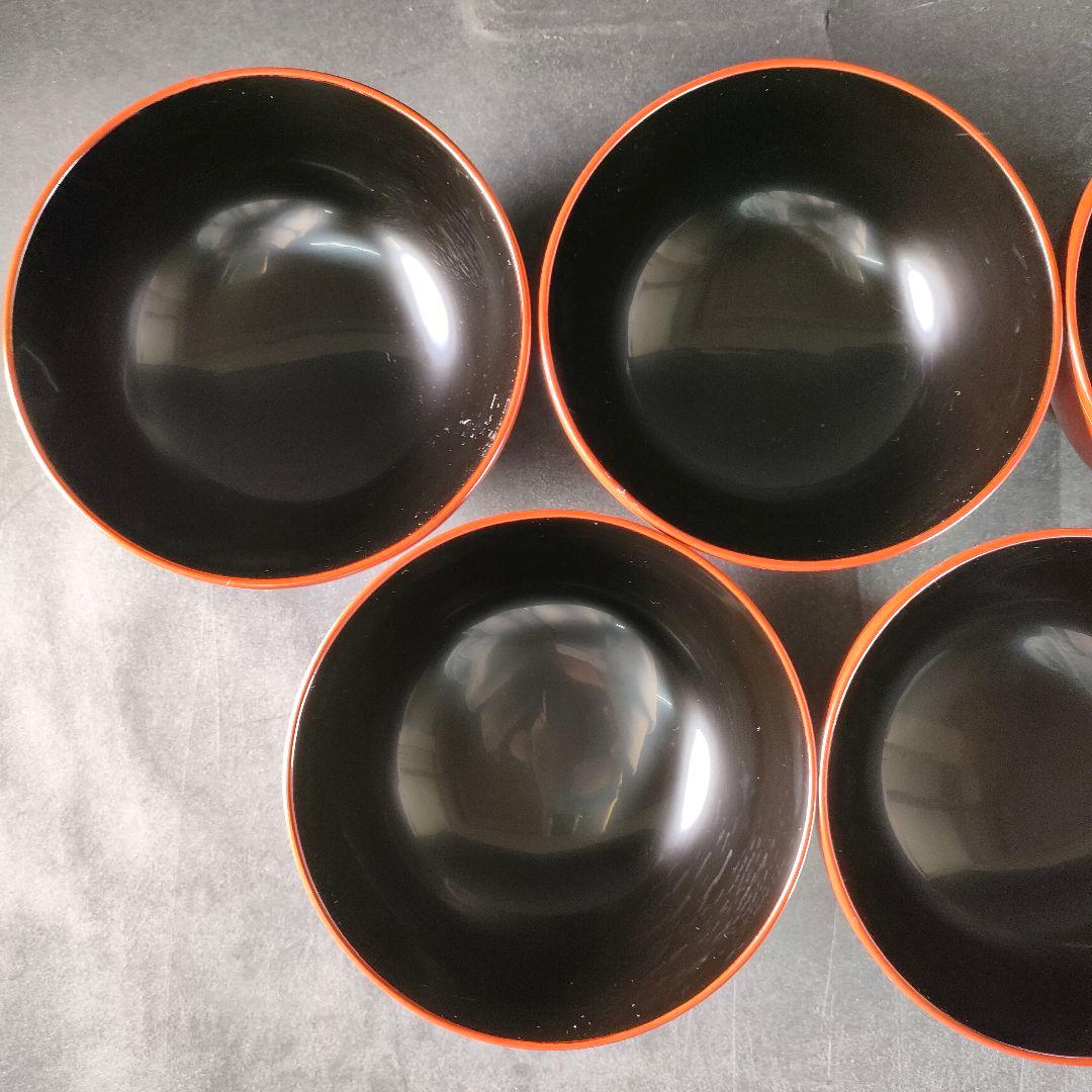 C1-4/輪島塗/五島山謹製/輪島塗吸物椀5客/共箱/汁椀/茶碗/蓋付/懐石料理