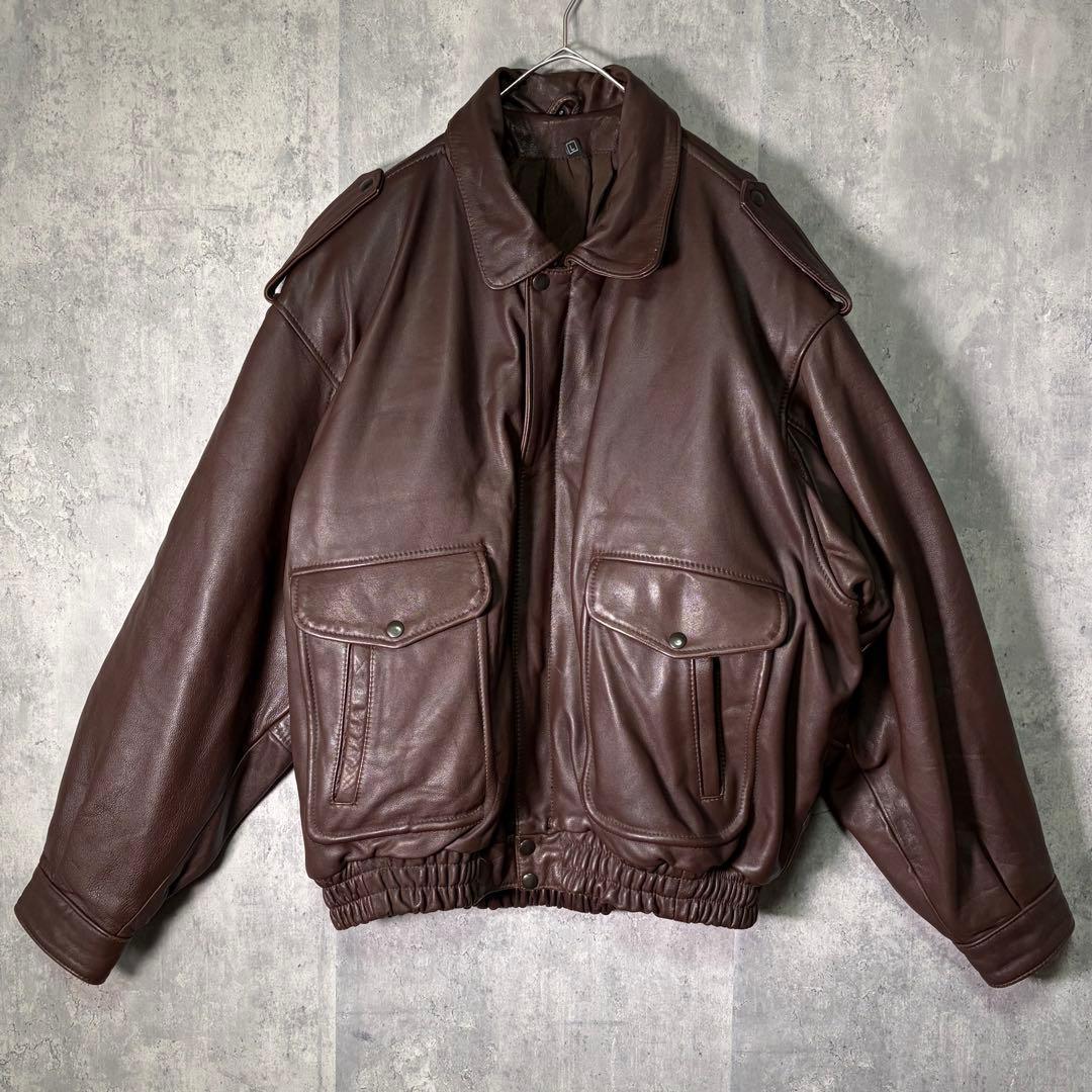 ririジッパー レザージャケット 茶色 本革 美品