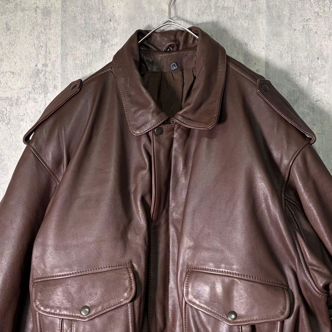 ririジッパー レザージャケット 茶色 本革 美品