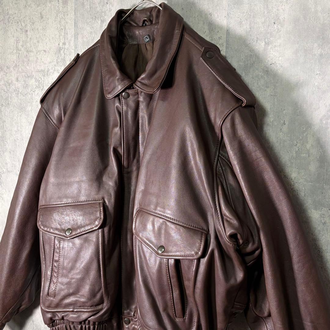 ririジッパー レザージャケット 茶色 本革 美品