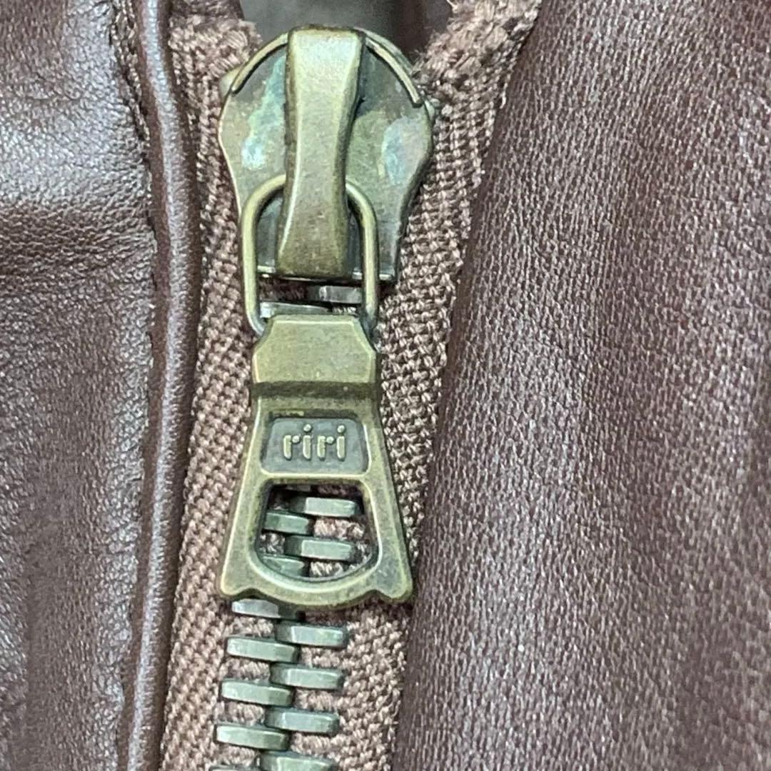 ririジッパー レザージャケット 茶色 本革 美品