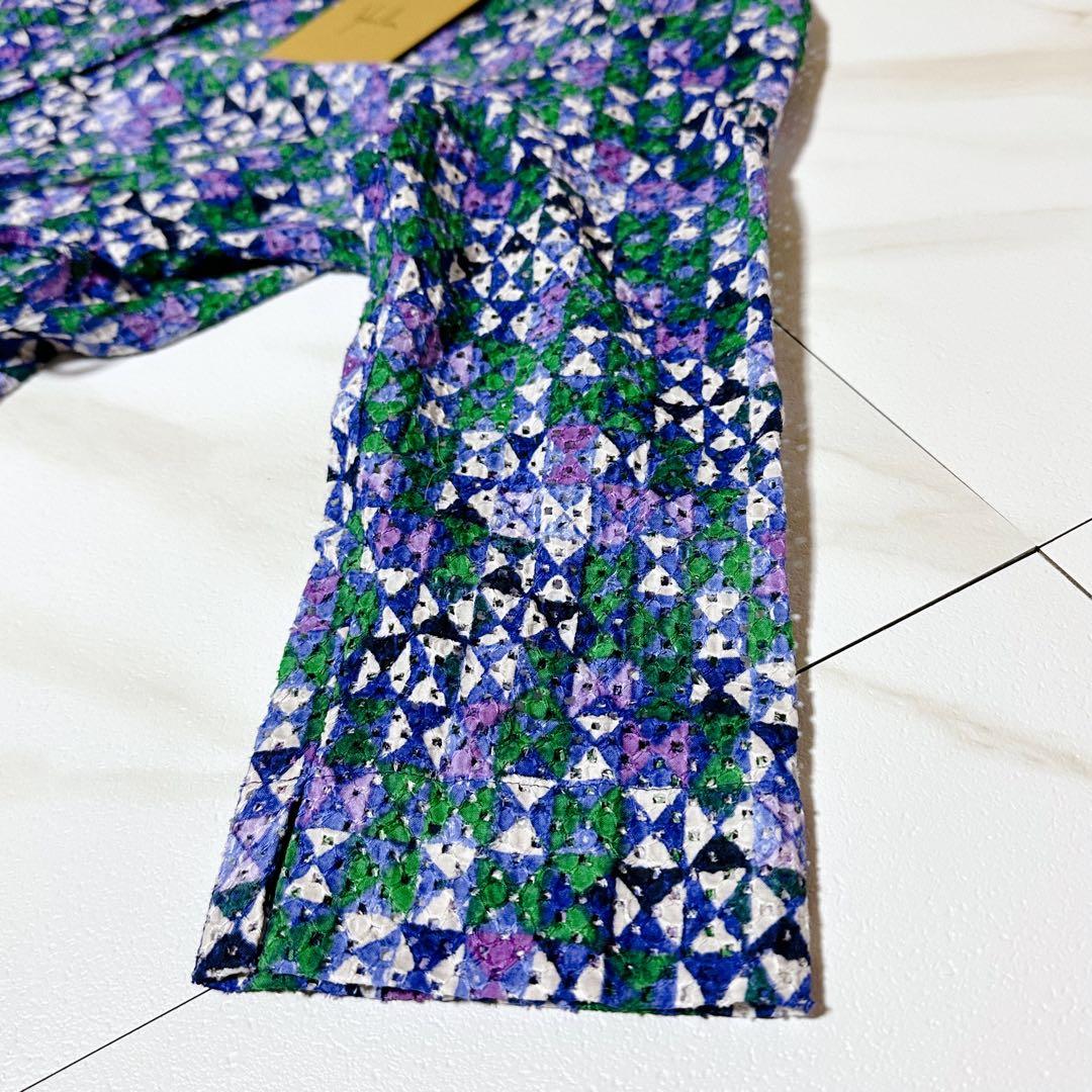 23SS タグ付き シビラ コットンレース幾何プリントドレス シャツワンピース