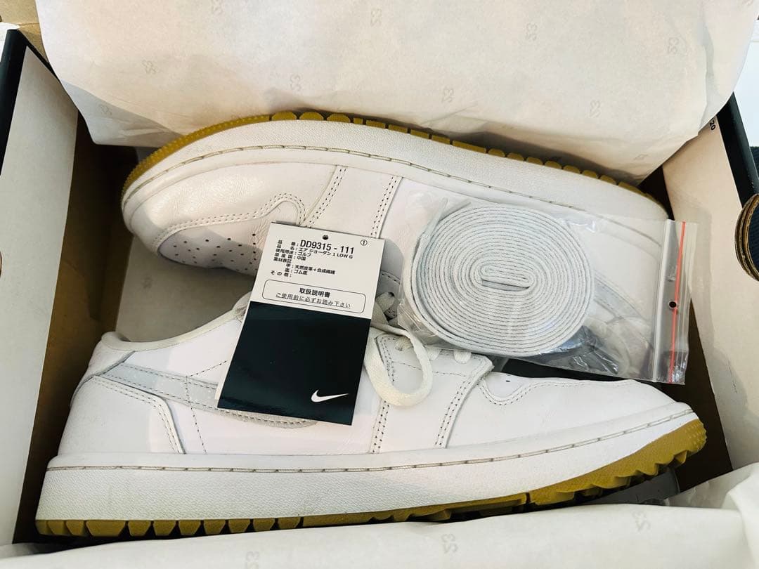 美品 NIKE AIR JORDAN 1 LOW GOLF ホワイト 28