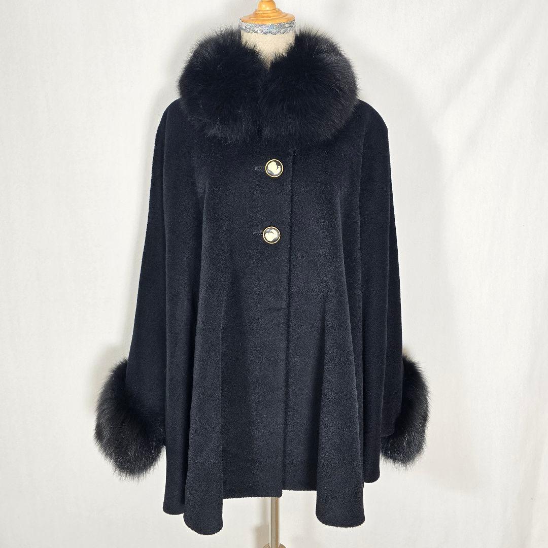 美品 KOJI WATANABE カシミア混コート ファー取外可 9号