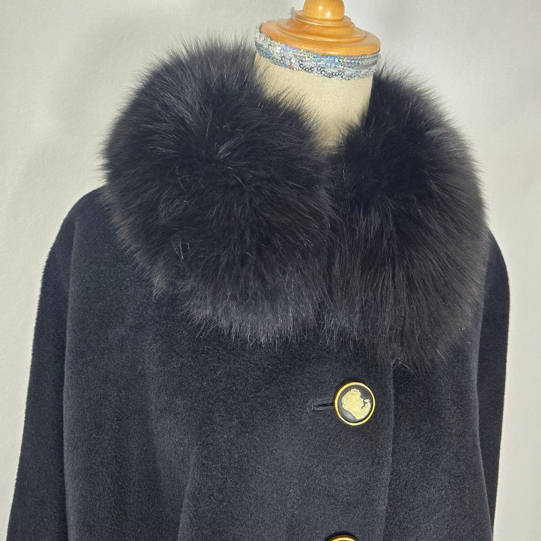 美品 KOJI WATANABE カシミア混コート ファー取外可 9号