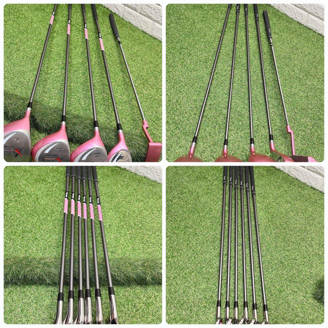 極美品 希少レフティ 可愛いピンク レディースゴルフクラブ豪華11本フルセット