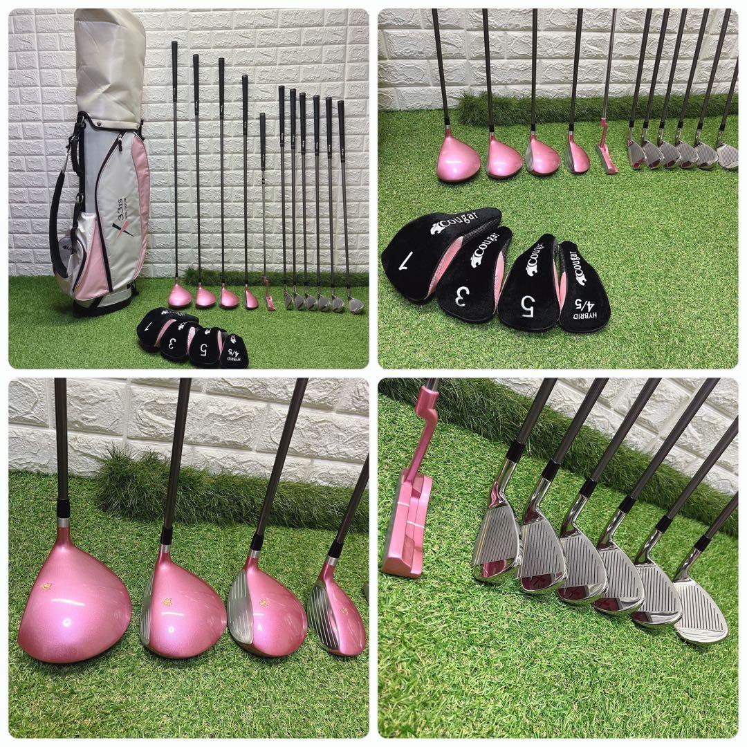 極美品 希少レフティ 可愛いピンク レディースゴルフクラブ豪華11本フルセット