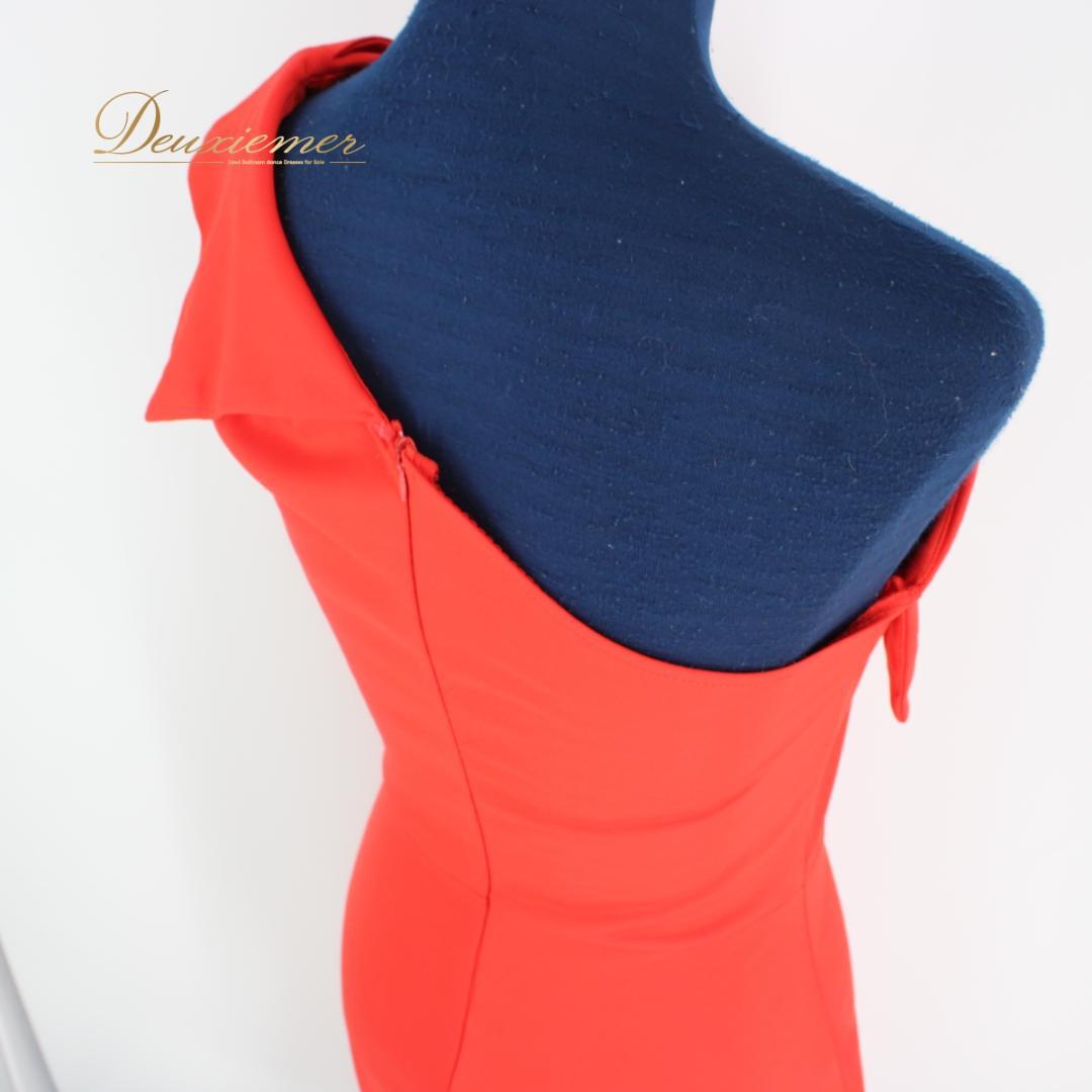 【美品 社交ダンス衣装】ワンピース ドレス 赤 レッド Mサイズ 無地 シンプル