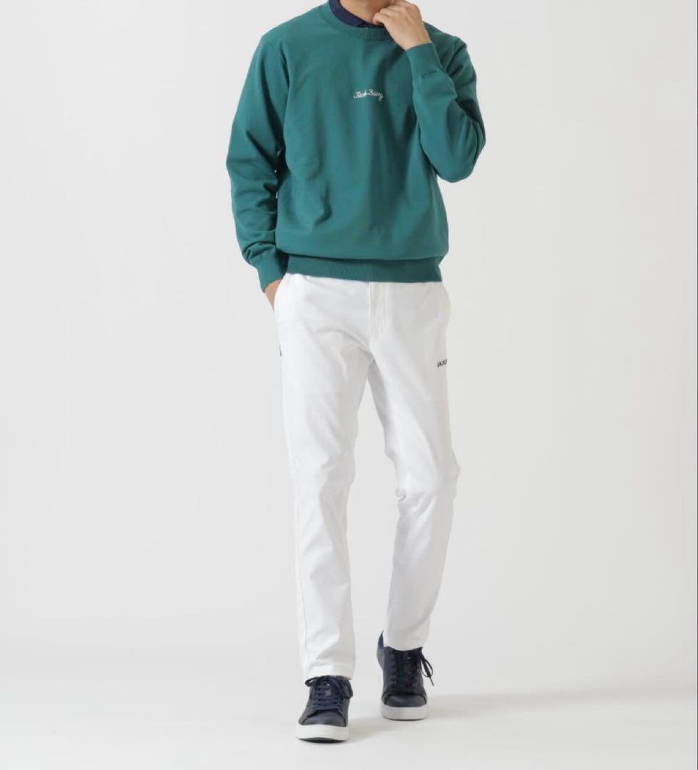 新品 パーリーゲイツ ジャックバニー ストレッチツイルロングパンツ(5)L/白