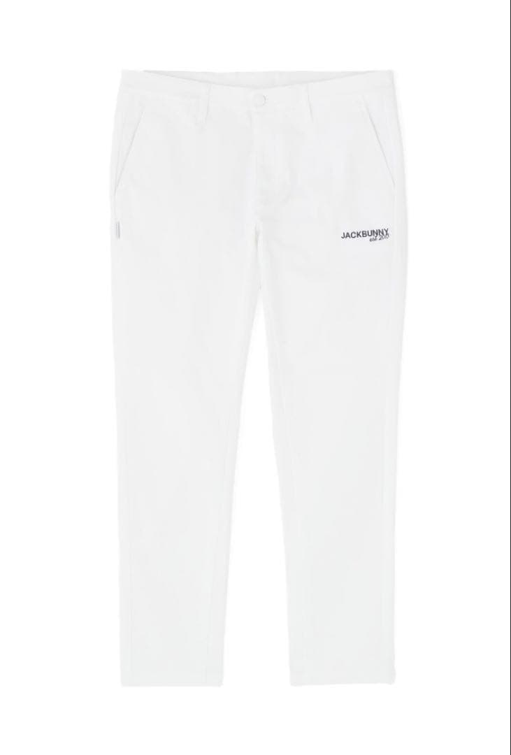 新品 パーリーゲイツ ジャックバニー ストレッチツイルロングパンツ(5)L/白