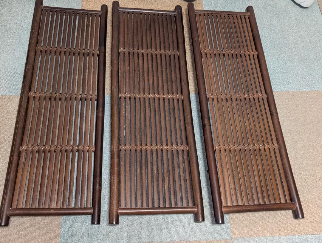 古家具　民芸　竹工芸　三段棚　折り畳み