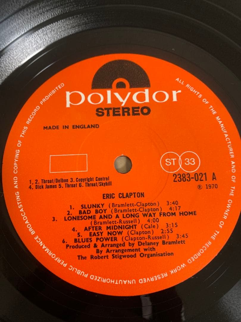 UK初期盤 Eric Clapton 1970 赤Polydor 英国盤