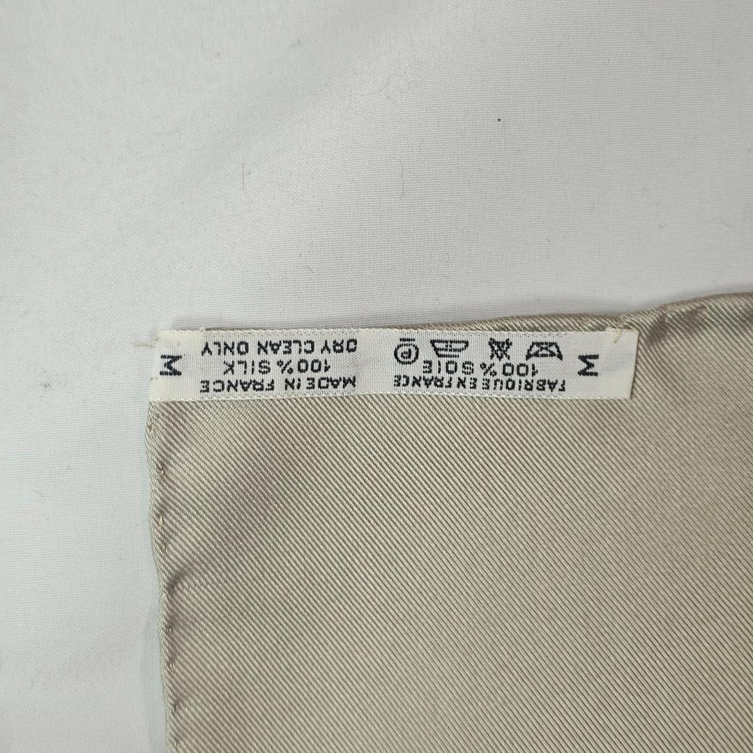 【美品】エルメス カレ90 切手柄 CORRESPONDANCE シルク グレー