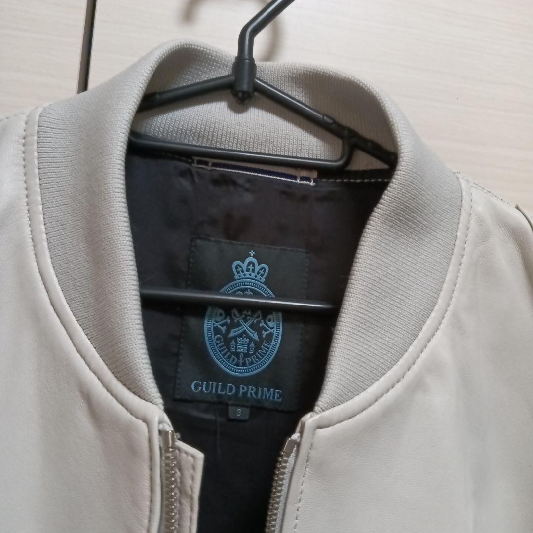美品 GUILD PRIME MENS ホワイトレザーMA-1 サイズ3