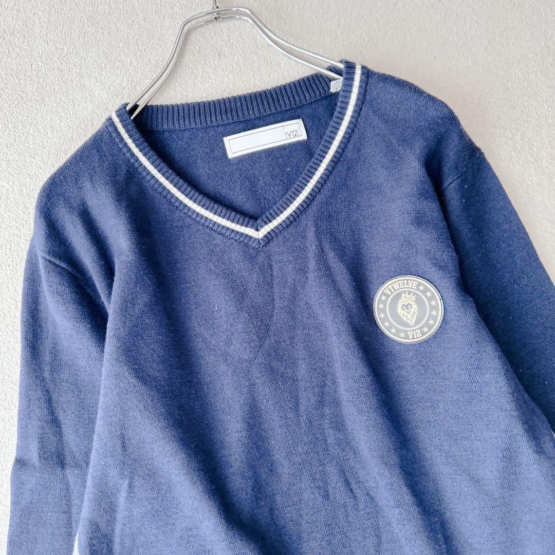 近年✨12 VTWELVE トップス ゴルフウェア ニット　長袖　ブルー　L