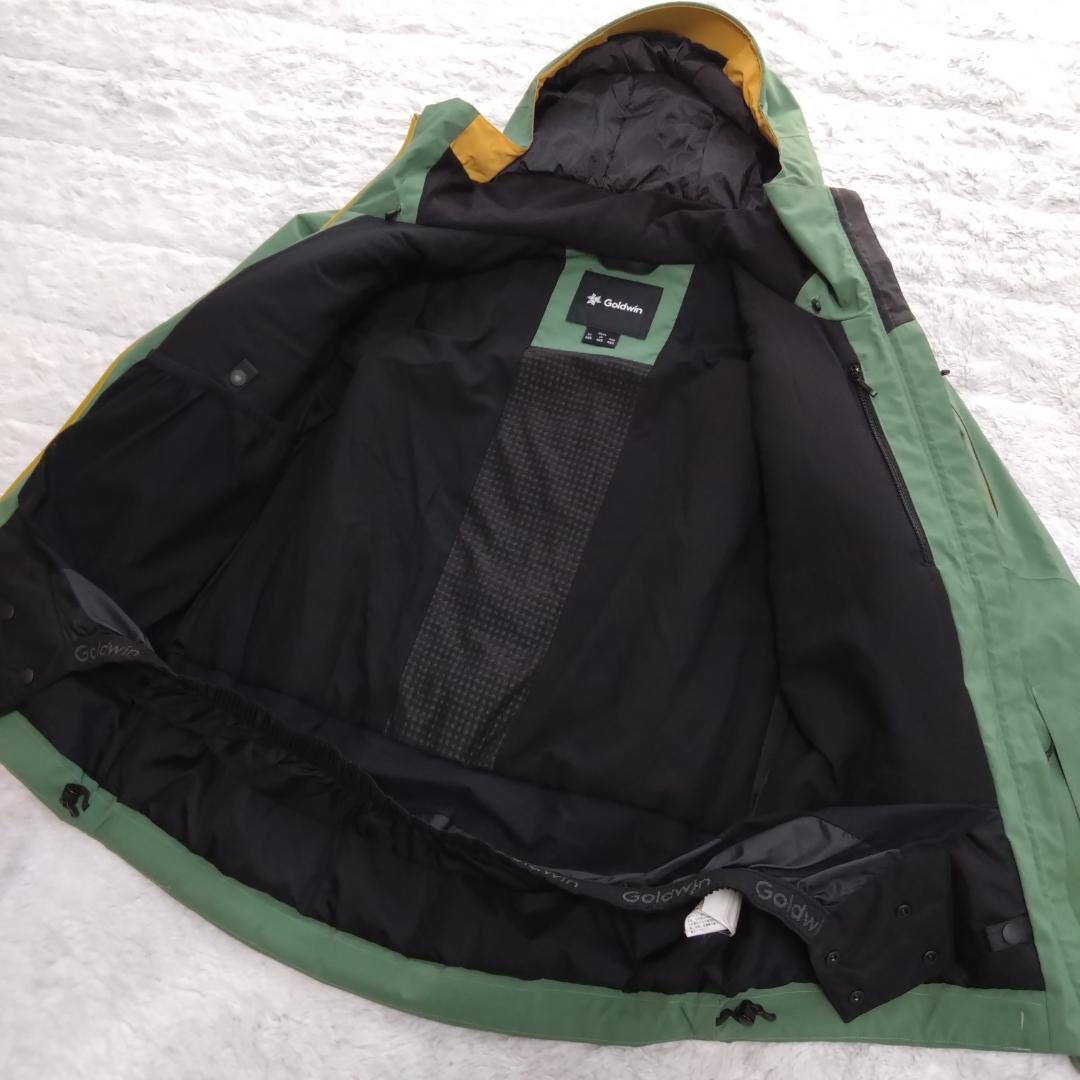 美品GOLDWIN スキーウェア 機能的 ポケット充実 裏地微起毛　グリーン