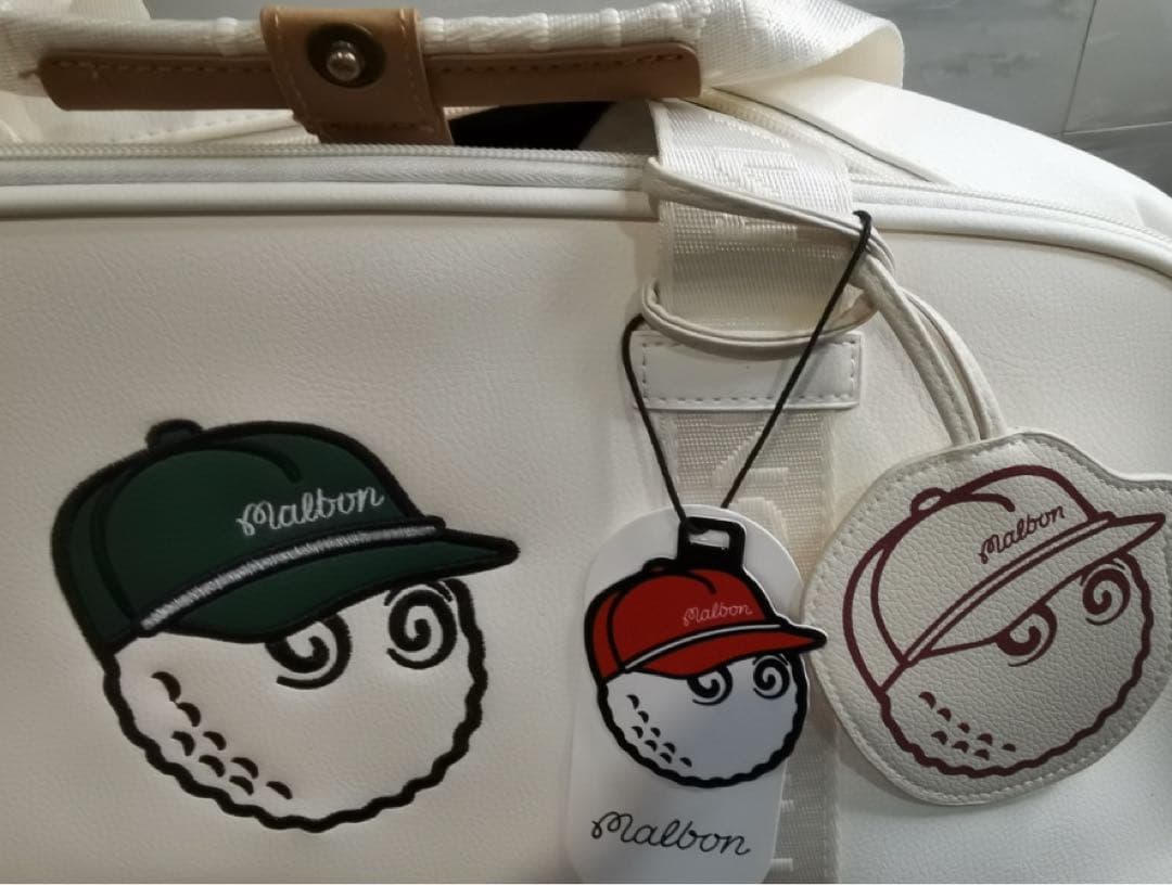Malbon ゴルフバッグ 大容量 ホワイト×グリーン ☘️ ラウンド必携