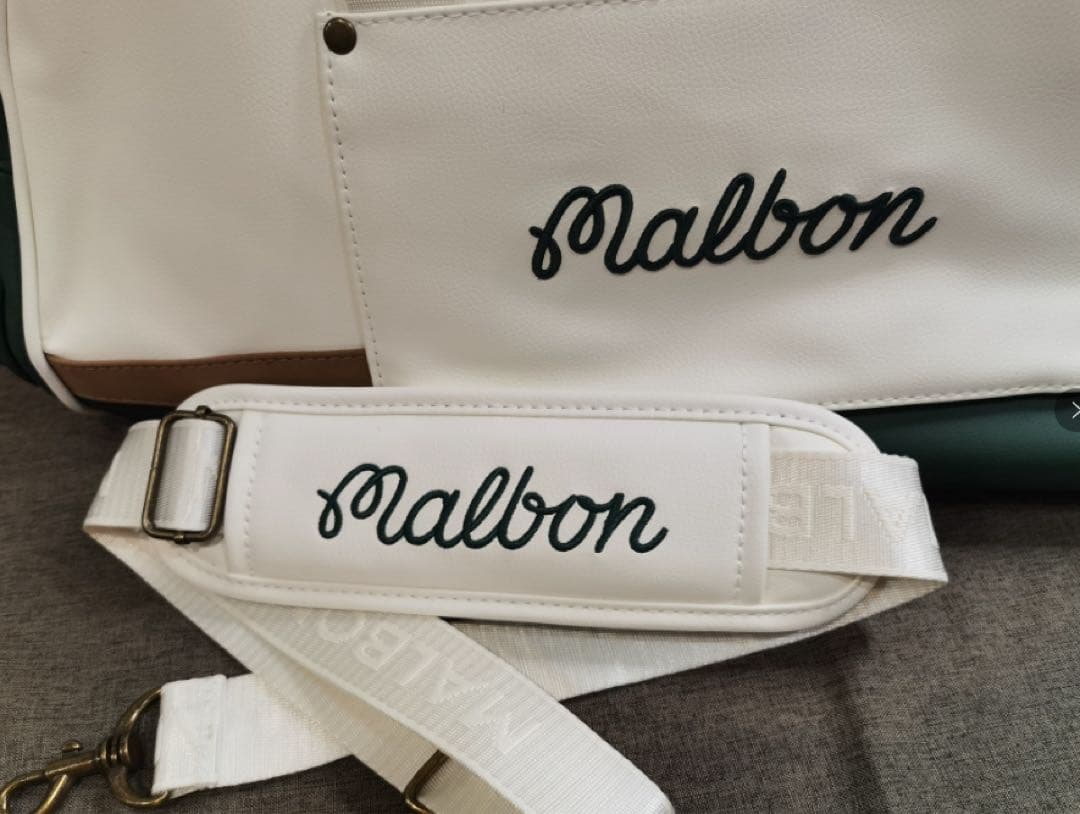 Malbon ゴルフバッグ 大容量 ホワイト×グリーン ☘️ ラウンド必携