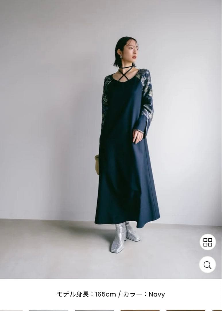 sahara ／Cross Neck Jacquard Dress