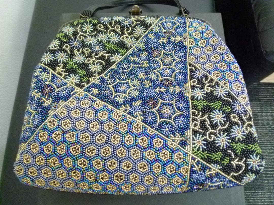 美品　柏ビーズ ビーズ刺繍 フォーマルバッグ ハンドバッグ