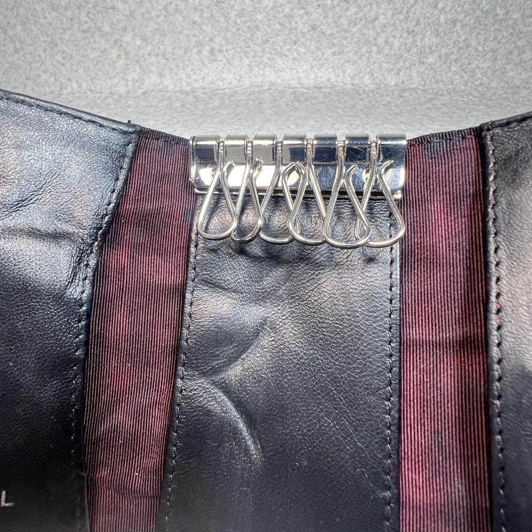 超美品236CHANEL マトラッセラムスキンココマーク6連キーケース　ブラック