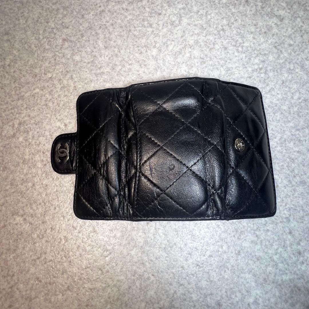 超美品236CHANEL マトラッセラムスキンココマーク6連キーケース　ブラック