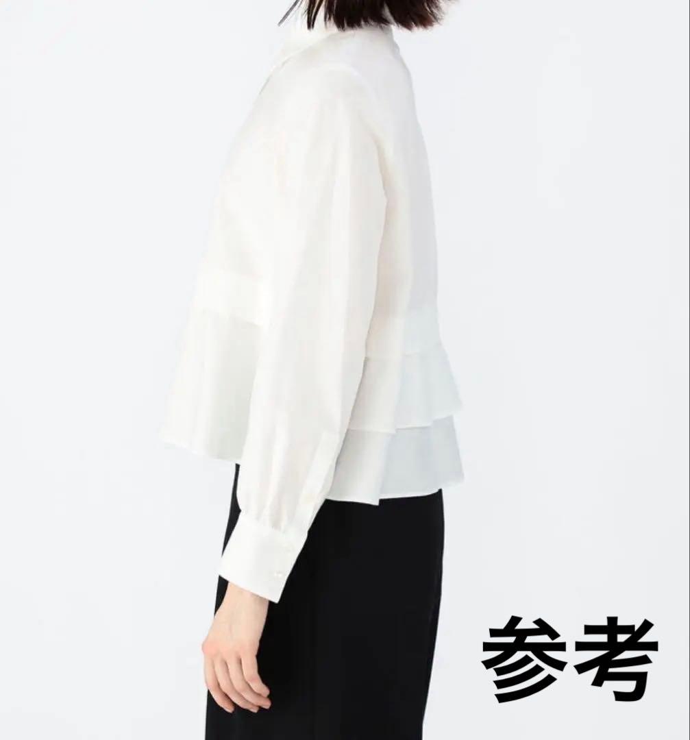 CABaNタイプライターダブルクロス アシンメトリックフリルロングスリーブシャツ