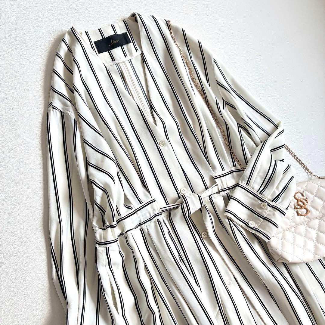 ◆美品◆3万◆Liesse◆ストライプシャツワンピース◆スプリングコート◆F