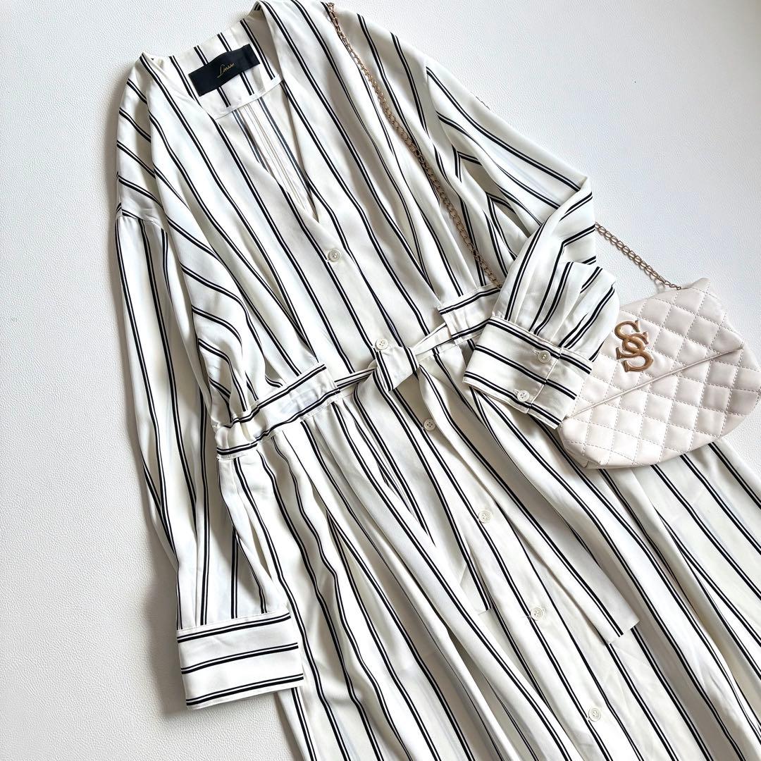 ◆美品◆3万◆Liesse◆ストライプシャツワンピース◆スプリングコート◆F