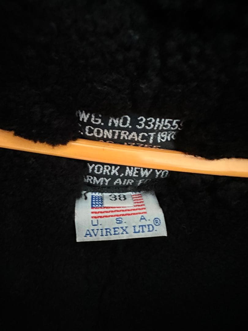 アヴィレックス B-3 USA製 フライトジャケット ムートン 黒 38