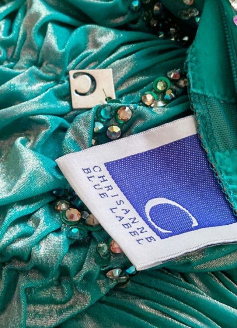 お値下げ！社交ダンスドレス！CHRISANNE 製 ターコイズグリーン！