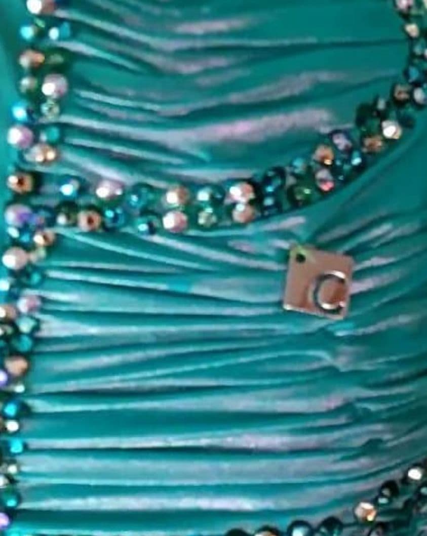 お値下げ！社交ダンスドレス！CHRISANNE 製 ターコイズグリーン！