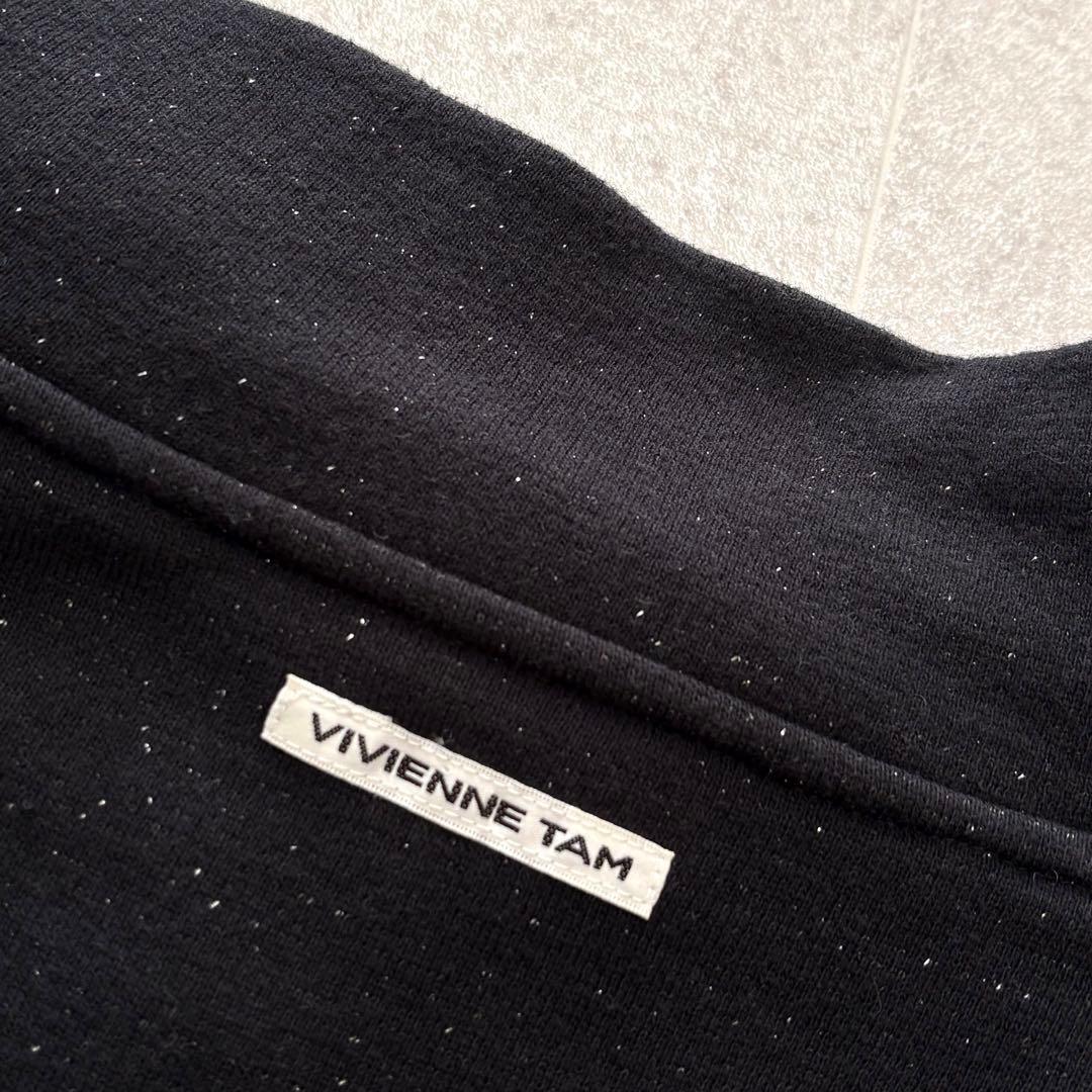 ヴィヴィアンタム　ポンチョ　ジップアップ　ラメ　ツイード　ブラック　サイズ0