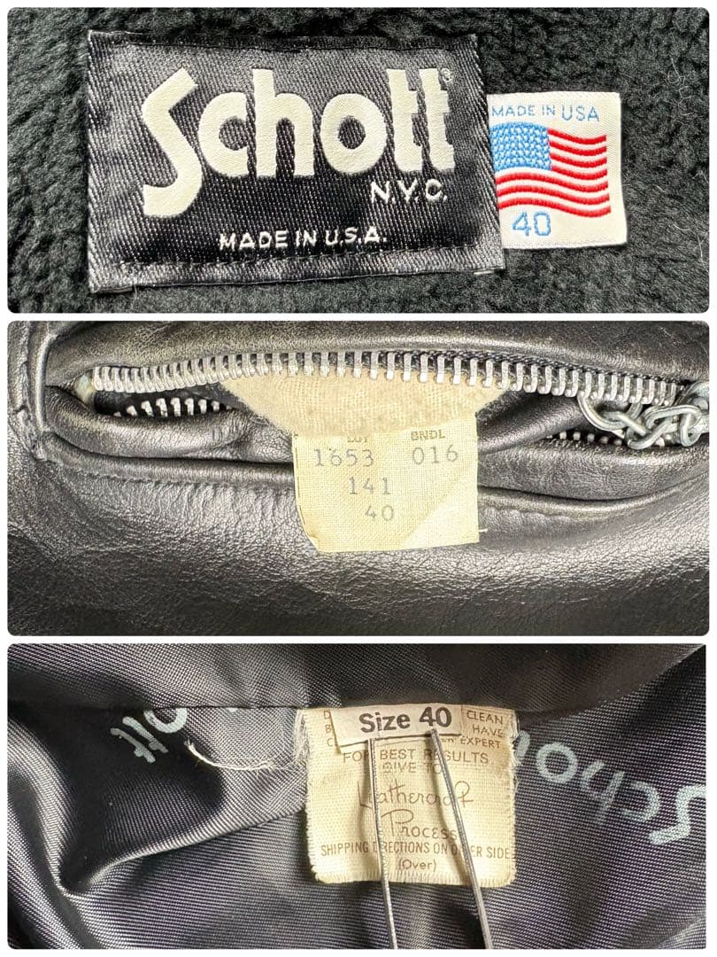 良品　SCHOTT 141 シングルライダース レザージャケット USA製　40