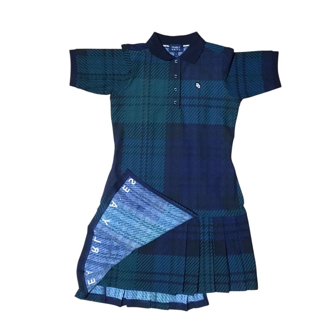 パーリーゲイツ　チェックジャガード ポロワンピース ブラック