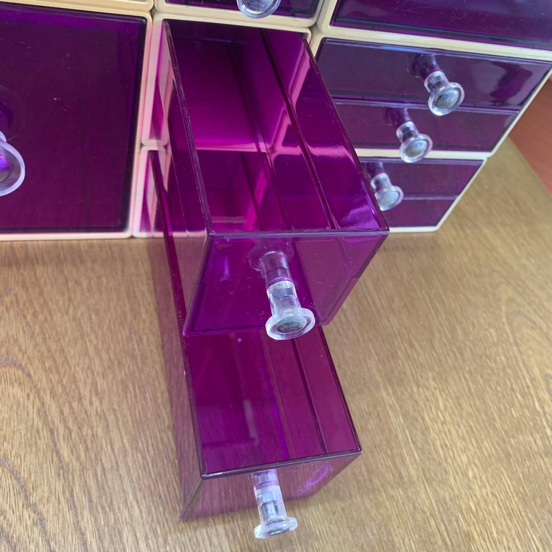 ★ 昭和レトロ カセッター プラスチック クリアカラー パープル 収納ケース