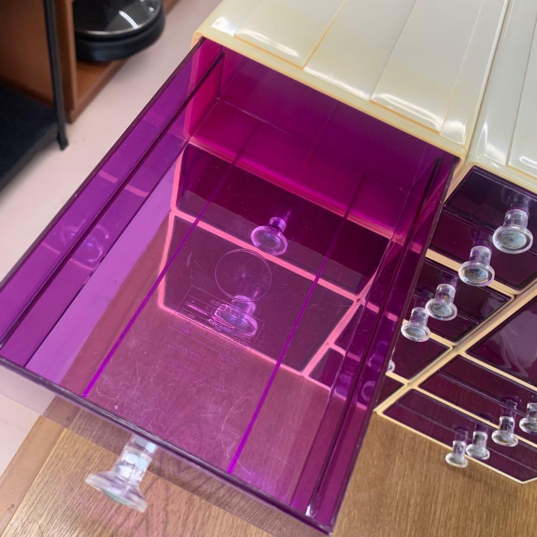 ★ 昭和レトロ カセッター プラスチック クリアカラー パープル 収納ケース