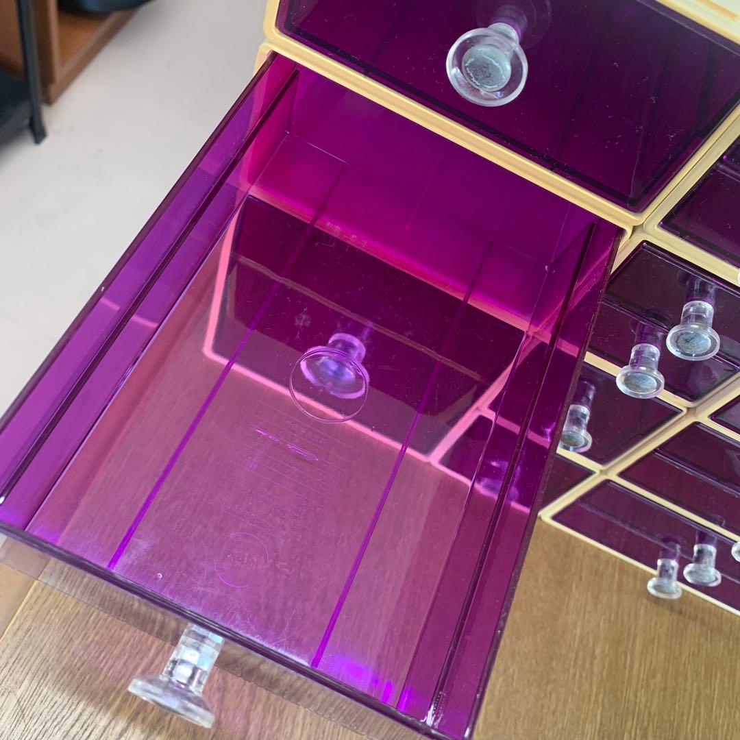 ★ 昭和レトロ カセッター プラスチック クリアカラー パープル 収納ケース