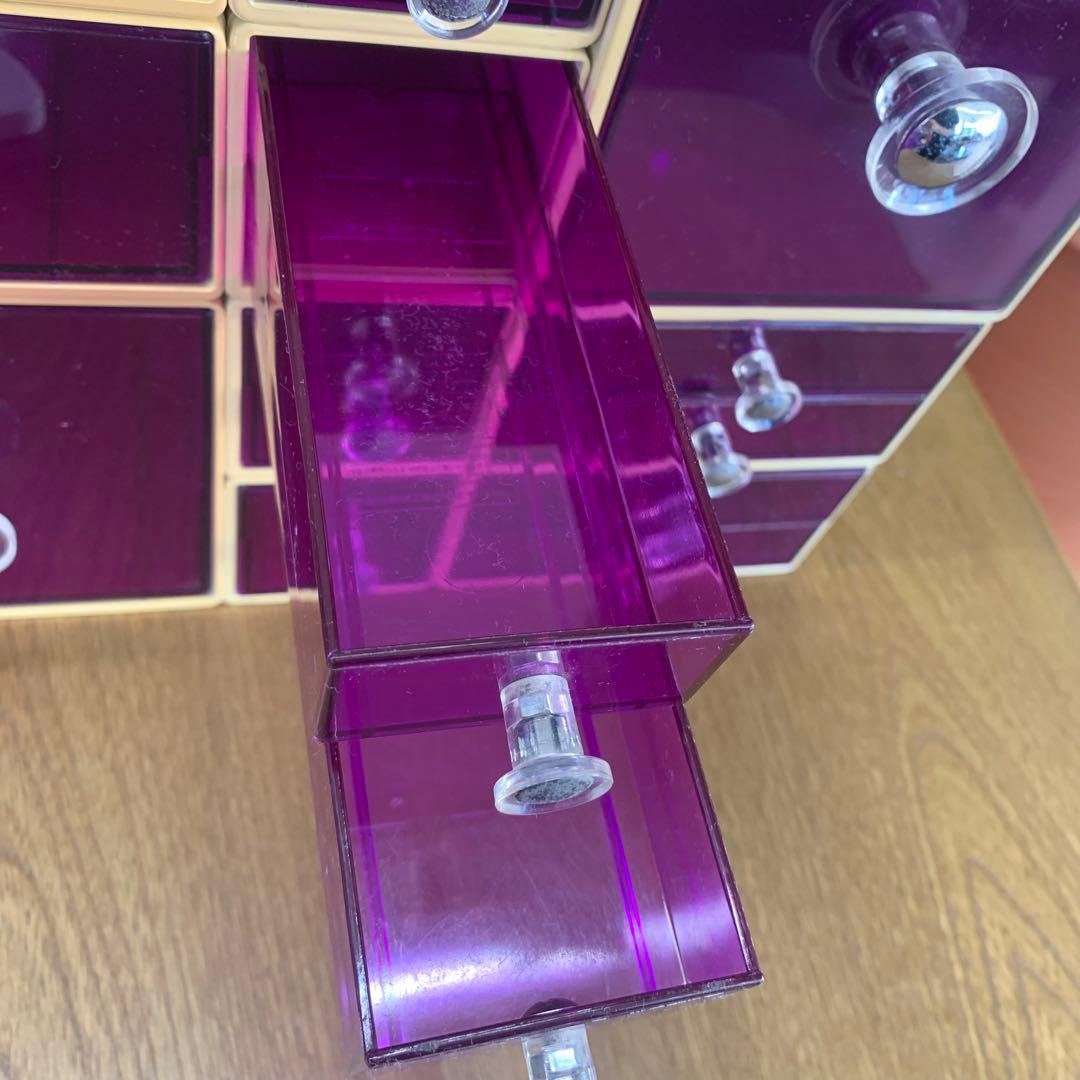 ★ 昭和レトロ カセッター プラスチック クリアカラー パープル 収納ケース