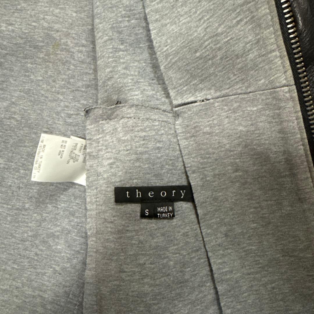 セオリー theory レザージャケット シングルライダース シープ　ブラック