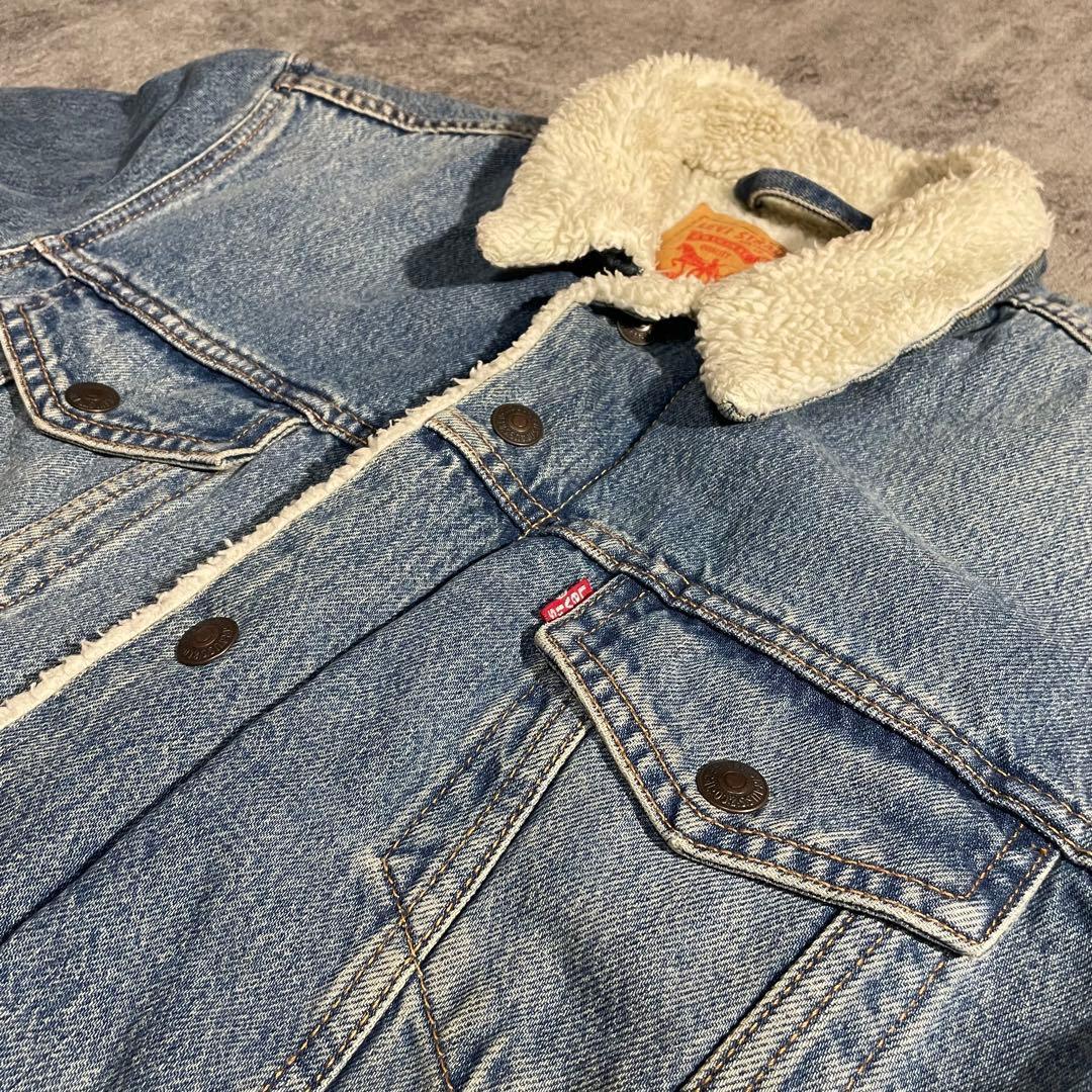 Levi'sリーバイスシェルパトラッカージャケット裏ボア短丈ライトブルーM