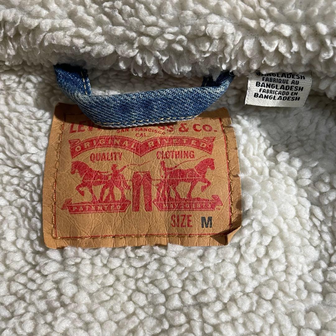 Levi'sリーバイスシェルパトラッカージャケット裏ボア短丈ライトブルーM