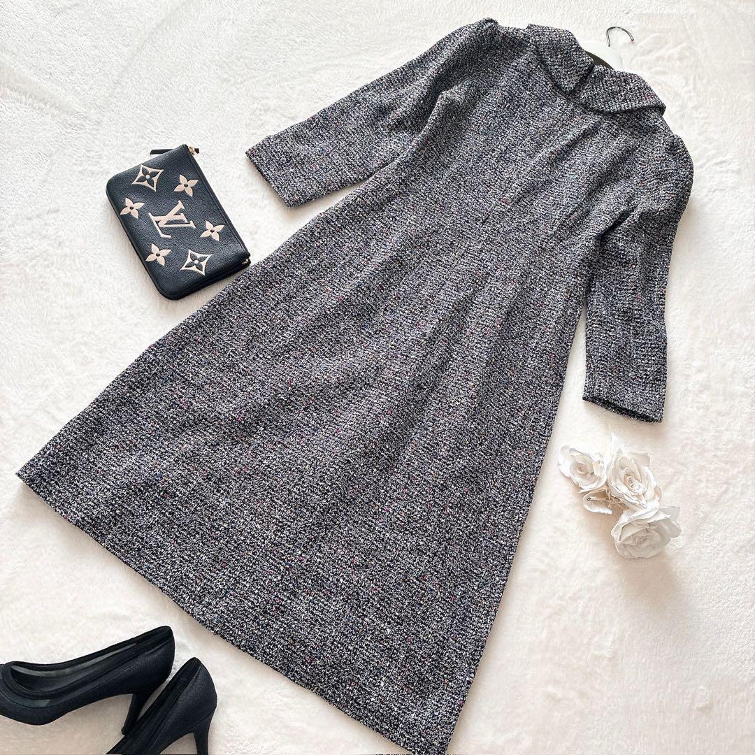 新品タグ付 CHICLINE ツイードワンピース ビジューボタン M ロング