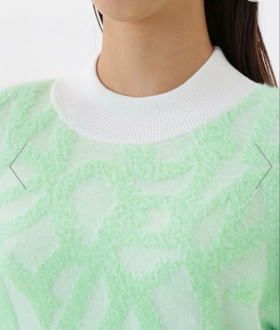 ニューバランス ハイネック ニット プルオーバー(ライトグリーン)