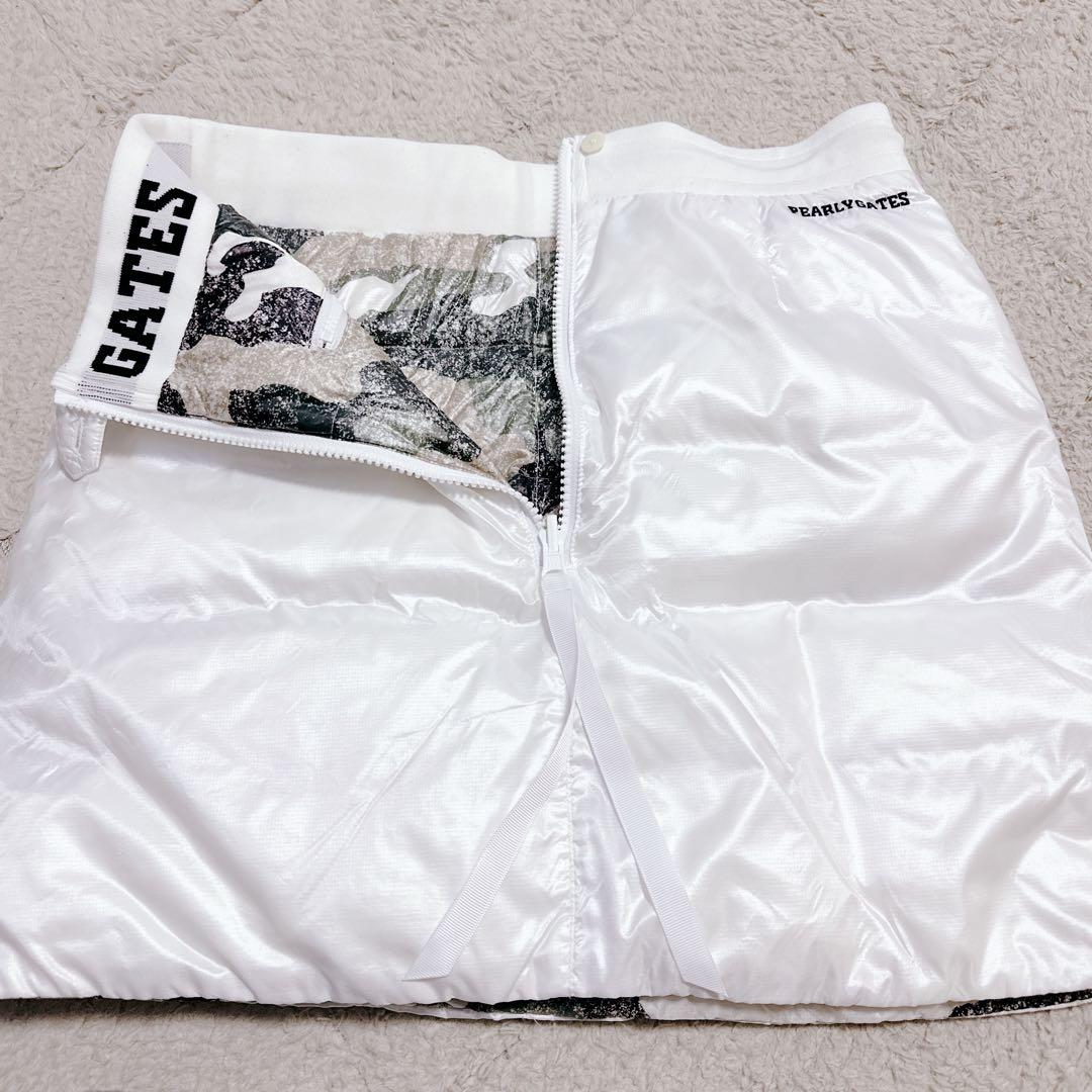 美品 パーリーゲイツ ダウンスカート リバーシブル カモフラ 防寒 2way