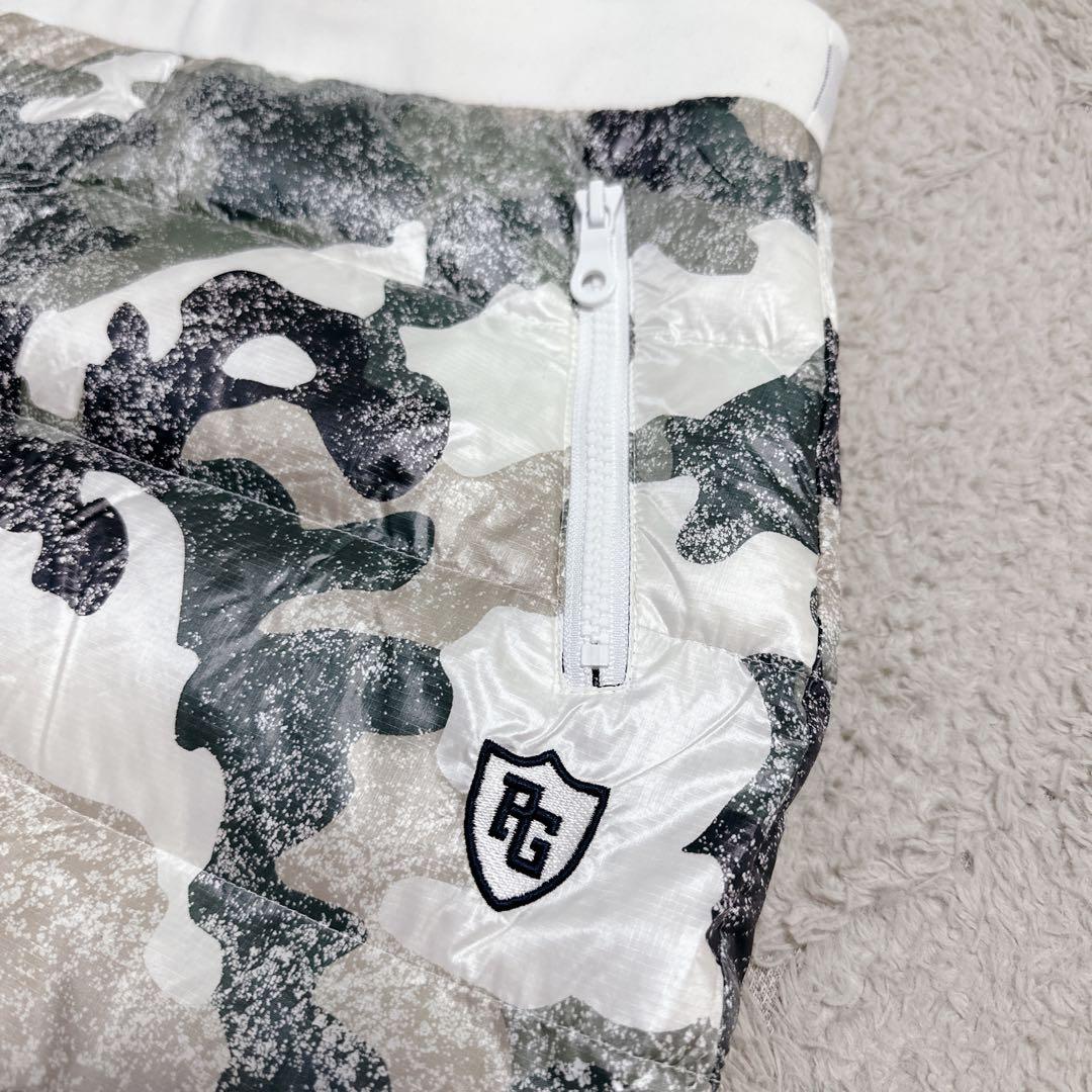 美品 パーリーゲイツ ダウンスカート リバーシブル カモフラ 防寒 2way